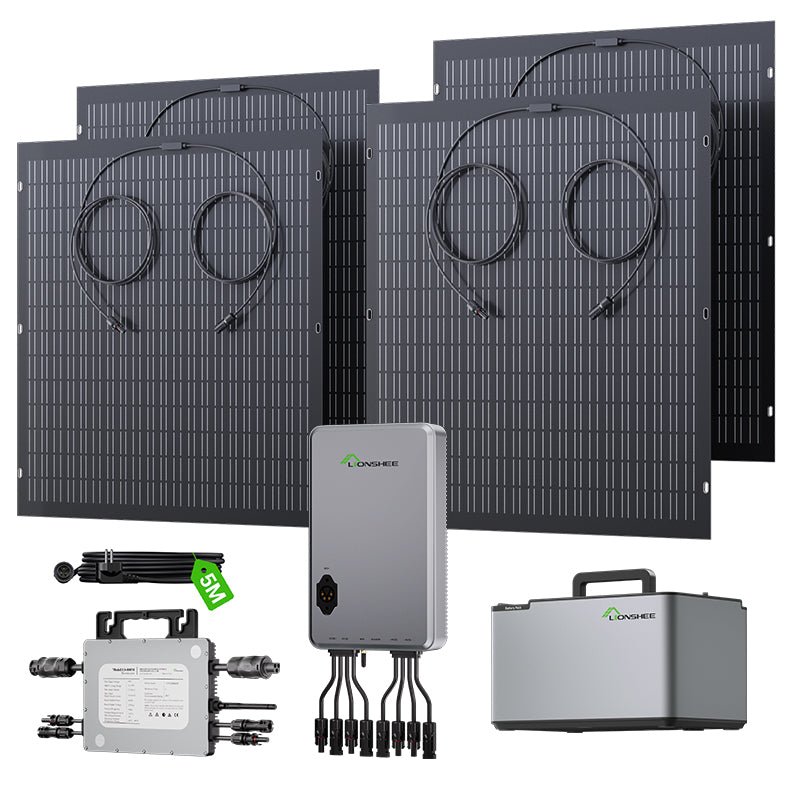 Balkon-energiecentrale 800W flexibele zonnenset met 4 x 200 W zonnepanelen, omvormer 800W, 1600W Smart Hub en 1024WH Power Box