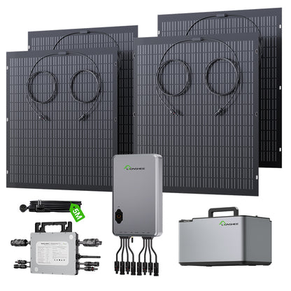 Balkon-energiecentrale 800W flexibele zonnenset met 4 x 200 W zonnepanelen, omvormer 800W, 1600W Smart Hub en 1024WH Power Box