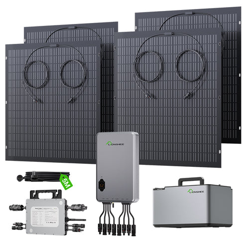Balkon-energiecentrale 800W flexibele zonnenset met 4 x 200 W zonnepanelen, omvormer 800W, 1600W Smart Hub en 1024WH Power Box