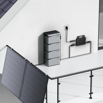 Balcony Power Station 800W Flexible Solar Kit With 4 x 200 W Solar Panel & Inverter 800W,Smart Hub &4 X 1024WH Power Box