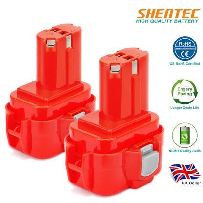 SHENTEC 2x 9.6V 4.0AH Ni-MH accu voor Makita PA09 9100 9120 9122 9135 6207D 6226D