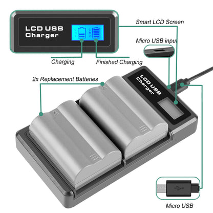2X 2.2Ah EN-EL3E Battery +Dual Charger For Nikon D70 D70S D100 D50 D90 D700 D300