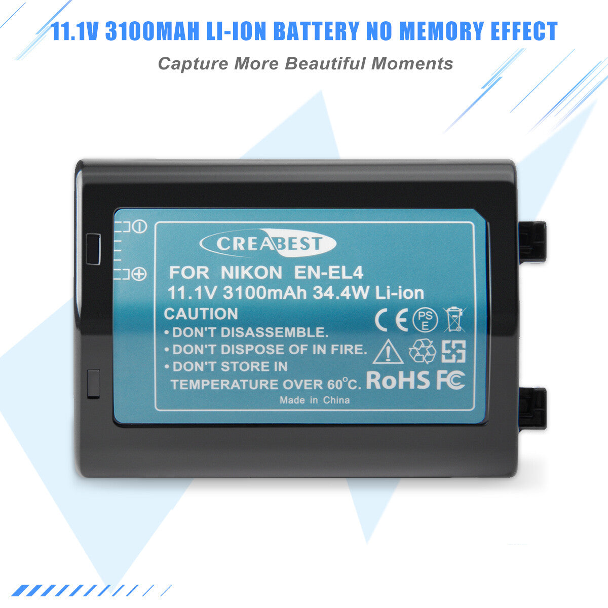 3100mAh EN-EL4-accu voor Nikon EN-EL4e F6 D2X D2Xs D2H D2Hs D3 D3S D3X EN-EL4a