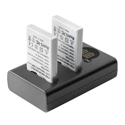 2x 1600mAh EN-EL5-accu + dubbele oplader voor Nikon Coolpix P520 P100 P510
