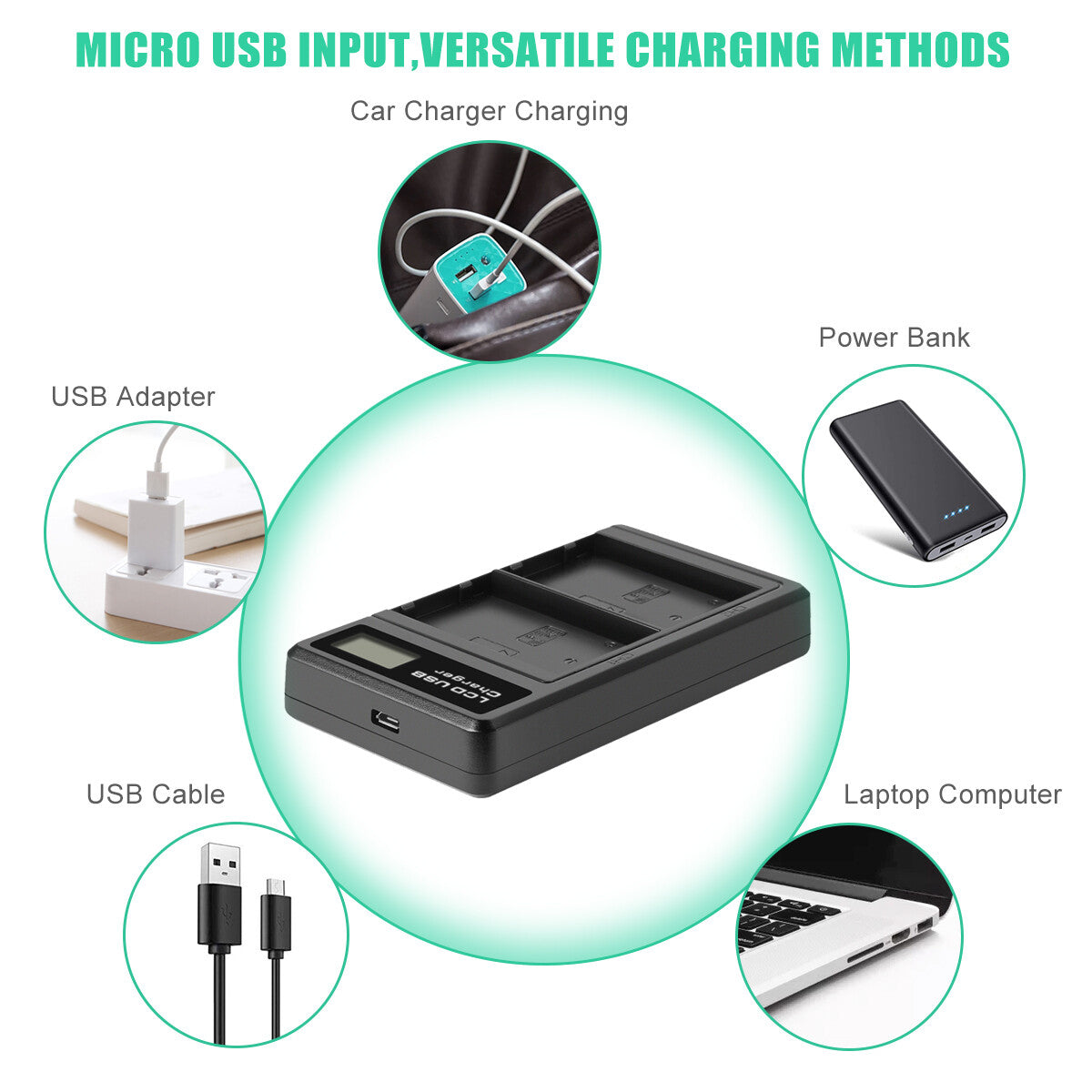 2x EN-EL9 2.0Ah batterij +lader voor Nikon EN-EL9a D40X DSLR D3000 D5000 D60 D40