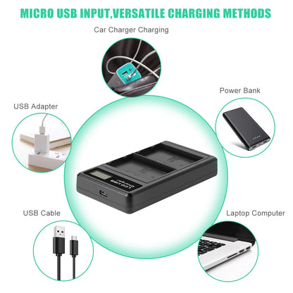 2x EN-EL9 2.0Ah batterij +lader voor Nikon EN-EL9a D40X DSLR D3000 D5000 D60 D40