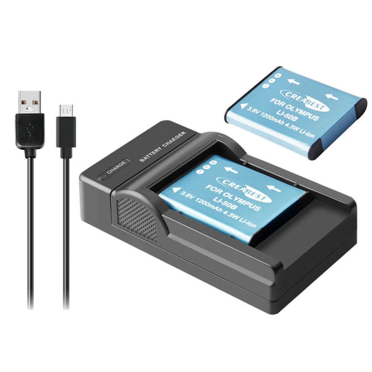 2x USB-oplader voor Li-50B-batterij voor Olympus SZ-30 SZ-20 XZ-10 SP-800UZ SP-815UZ