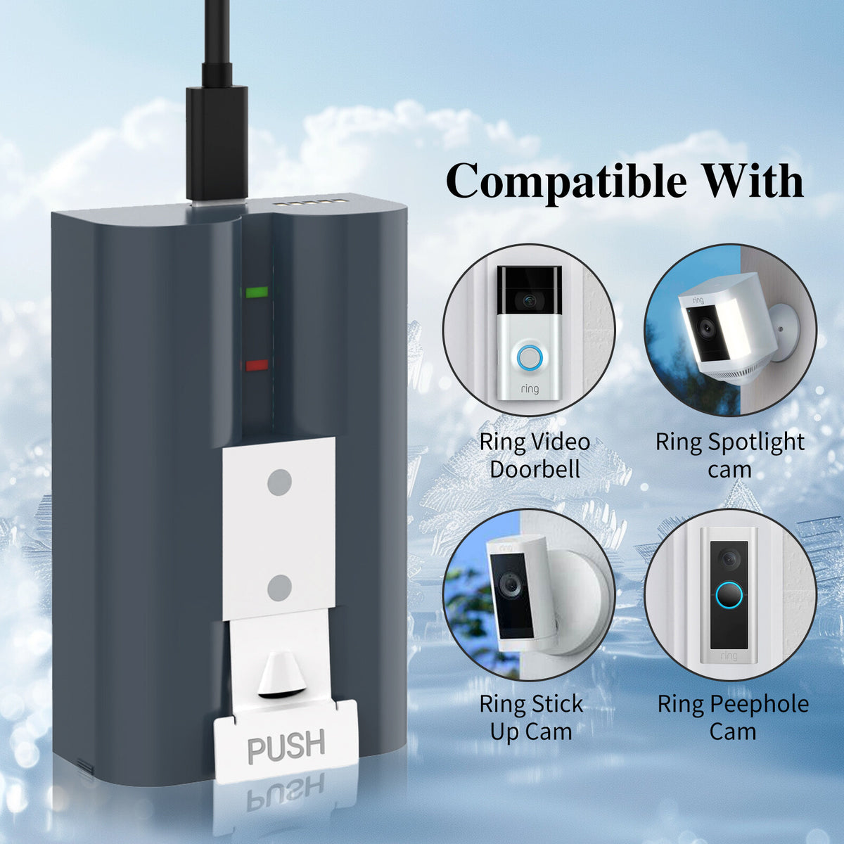SHENTEC 6400mAh V4 oplaadbare batterij voor Ring Video Doorbell 2, 3 en 4, Spotlight en Stick Up