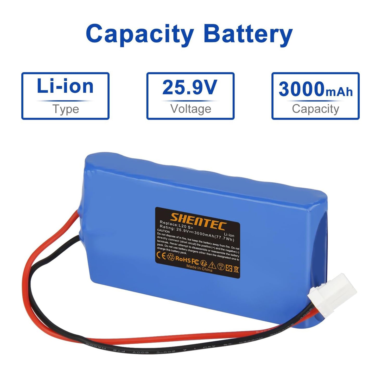SHENTEC Li-ion accu voor grasmaaier, compatibel met Ambrogio Wipers Techline 015E00600A Ambrogio L15,L15 Deluxe,L20 b,L20 Deluxe,L20 Twenty, L20e Lite,i70,i100S,i130S,Next Tech D1