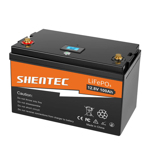 SHENTEC 12 V 100 Ah LiFePO4 Accu Met LED-Display En Ingebouwde 100 A BMS Voor Noodstroom