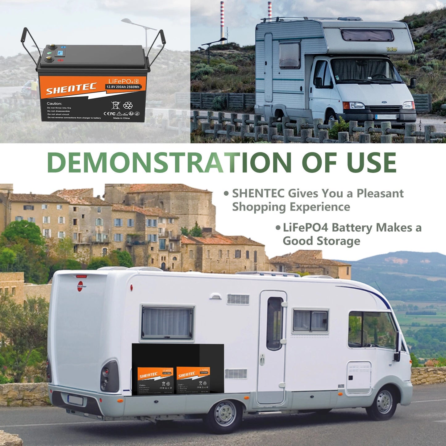 SHENTEC 12V 200Ah LITHIUM LiFePO4 BATTERIJ VOOR BOOT EN CAMPER 6000+ CYCLI