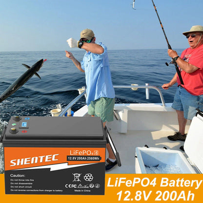 SHENTEC 12V 200Ah LITHIUM LiFePO4 BATTERIJ VOOR BOOT EN CAMPER 6000+ CYCLI