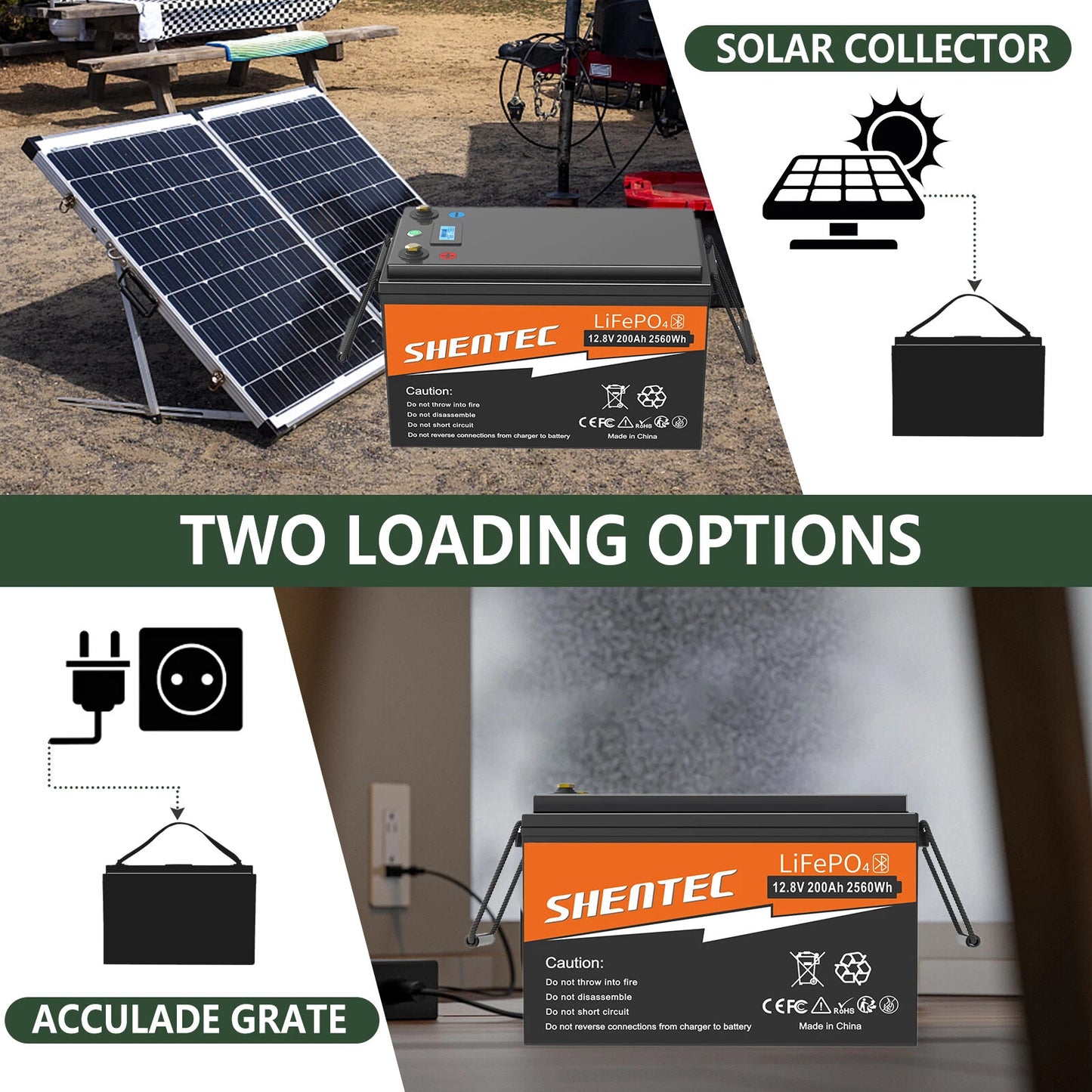 SHENTEC 12V 200Ah LITHIUM LiFePO4 BATTERIJ VOOR BOOT EN CAMPER 6000+ CYCLI