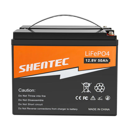SHENTEC 12.8V 50Ah Lithium LiFePO4-Accu Voor Zonnepanelen, Camper, Boot, Caravan En Kamperen