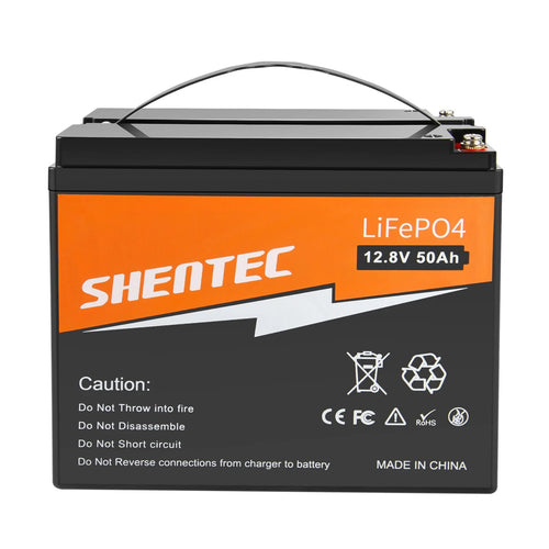 SHENTEC 12.8V 50Ah Lithium LiFePO4-Accu Voor Zonnepanelen, Camper, Boot, Caravan En Kamperen
