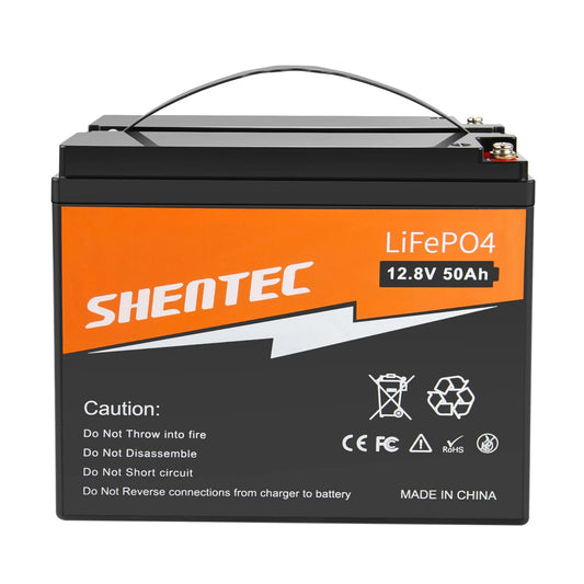 SHENTEC 12.8V 50Ah Lithium LiFePO4-Accu Voor Zonnepanelen, Camper, Boot, Caravan En Kamperen