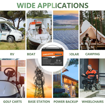 SHENTEC 12.8V 50Ah Lithium LiFePO4-Accu Voor Zonnepanelen, Camper, Boot, Caravan En Kamperen