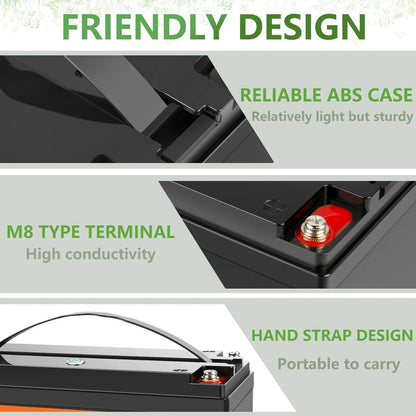 SHENTEC 12.8V 50Ah Lithium LiFePO4-Accu Voor Zonnepanelen, Camper, Boot, Caravan En Kamperen