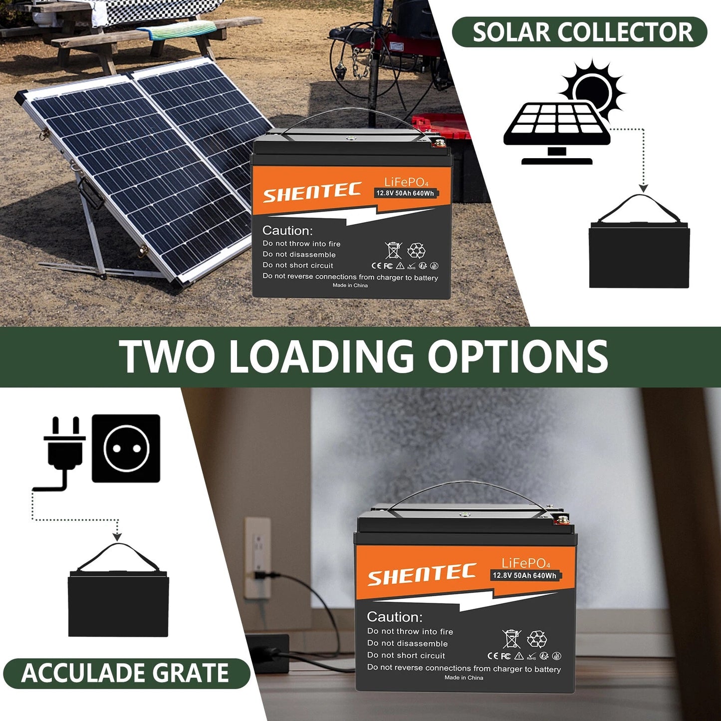 SHENTEC 12.8V 50Ah Lithium LiFePO4-Accu Voor Zonnepanelen, Camper, Boot, Caravan En Kamperen
