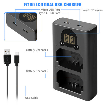 2x NP-FZ100 Batterij & Lader Voor Sony Alpha A6600 A9R A9S A7 III A7R III A7R IV