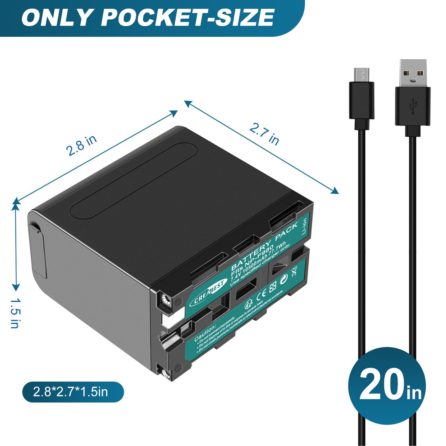 2X 7.4V NP-F970 10500mAh-batterij voor Sony NP-F930 F950 NP-F530 F960 NP-F990