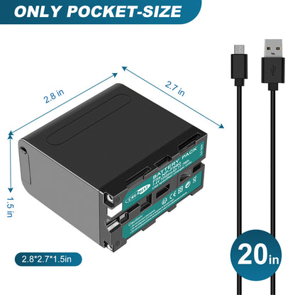 2X 7.4V NP-F970 10500mAh-batterij voor Sony NP-F930 F950 NP-F530 F960 NP-F990