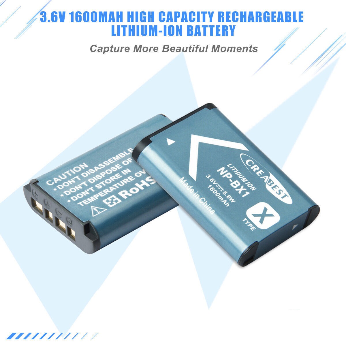 SHENTEC 2-Pack NP-BX1 Accu voor Sony DSC-RX100 HX300 H400 WX350 WX400 HX50V HX60