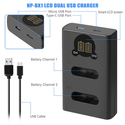 SHENTEC 2-Pack NP-BX1 Accu voor Sony DSC-RX100 HX300 H400 WX350 WX400 HX50V HX60