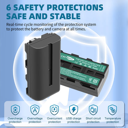 2Pack 7.2V NP-F550 Accu + Dubbele Oplader voor SONY NP-F970 NP-F960 F990 F950 F530 F330