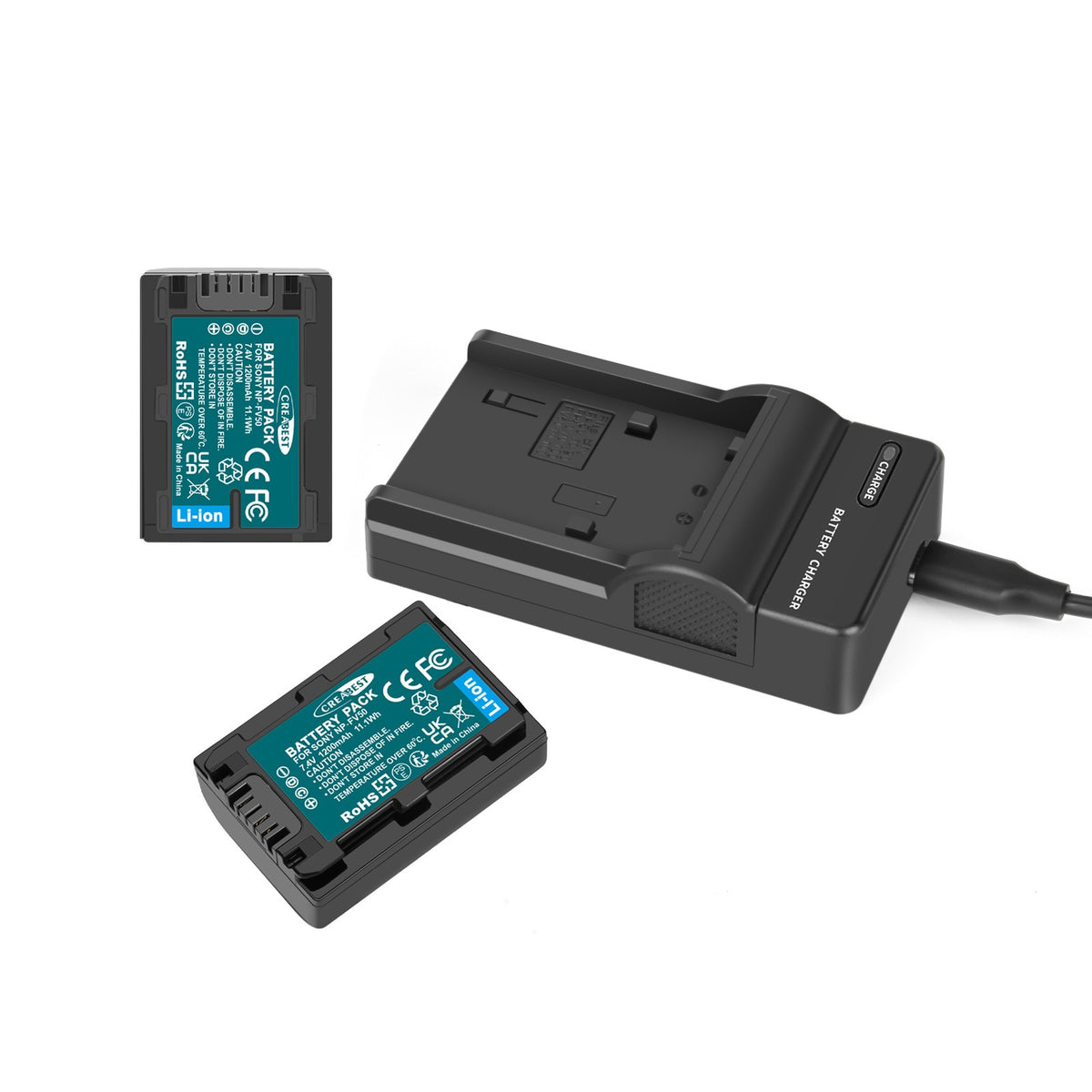 2x NP-FV50 NP-FV30 NP-FV70 Battery + Charger For Sony NP-FV100 NP-FV90 HDR-CX110
