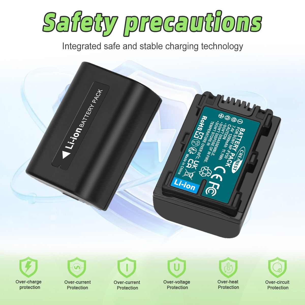 2x NP-FV50 NP-FV30 NP-FV70 Battery + Charger For Sony NP-FV100 NP-FV90 HDR-CX110