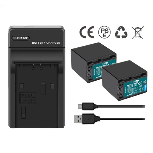 2x NP-FV70-batterij 2.6ah voor Sony NP-FV100 NP-FV90 NP-FV50 NP-FV30 NP-FV40-lader