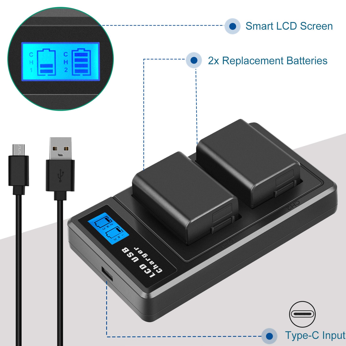 2X NP-FW50-Accu en Snellader Voor Sony A6500 A6000 A7R A7RII A7S A7II RX10