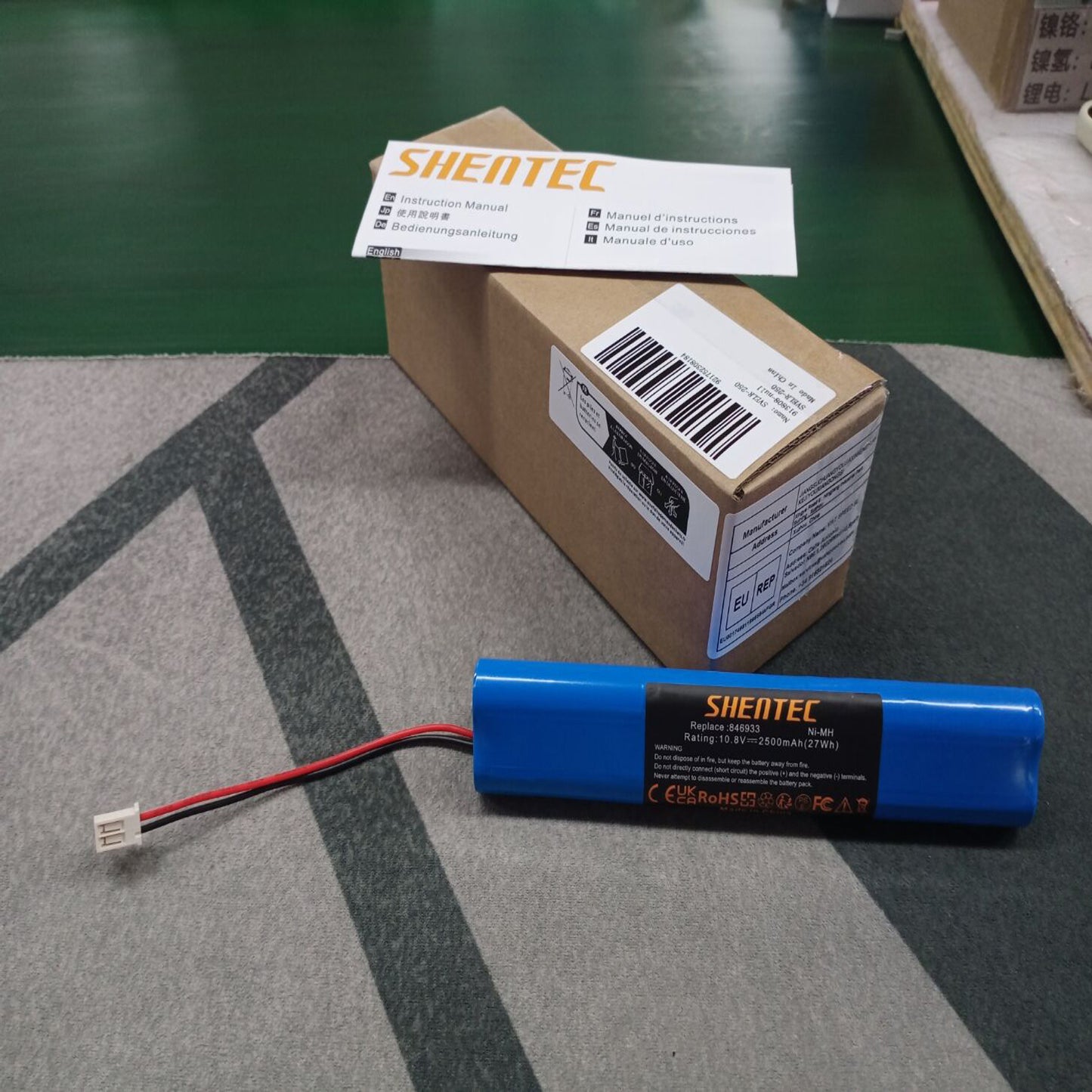 SHENTEC 2500mAh vervangende batterij voor Velux 946933 rolluikaandrijving, SSL zonne-rolluiken, zonne-rolluiken