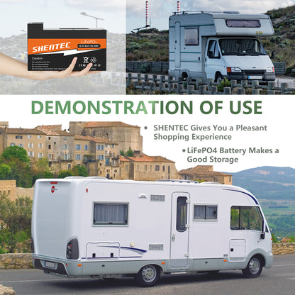 SHENTEC 8Ah 12.8V BMS LiFePO4-accu voor boot, camper, zonne-energie, caravan, kampeerbusjes, off-grid golf