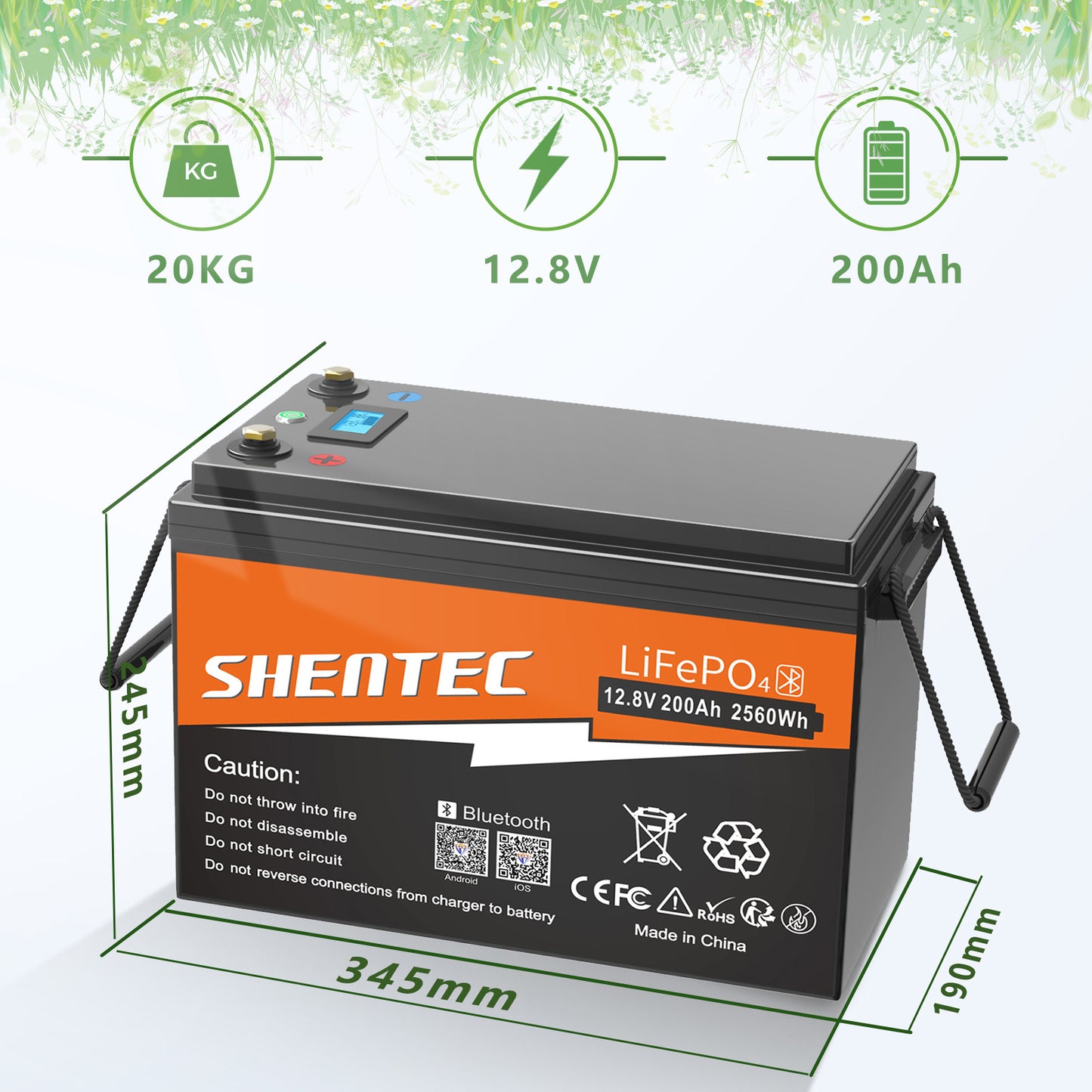 SHENTEC 12/24V 100/150/200/300Ah LiFePO4-accu met BMS voor zonneboot, off-grid RV