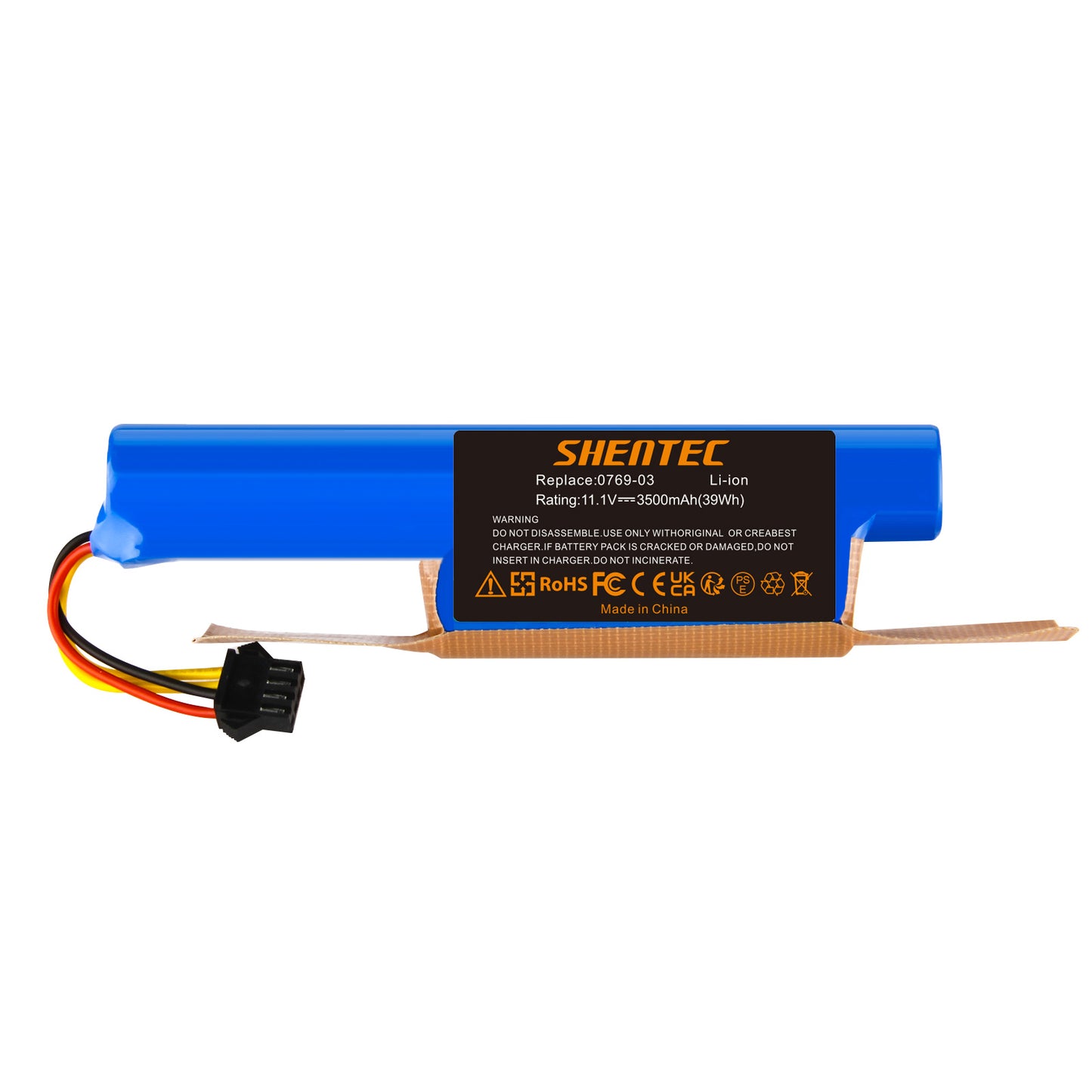 SHENTEC 10.8V 3.5Ah Li-ion Vervangbare Batterij Voor Vileda VR 102, VR One, VR 201 PetPro, VR 303, 0769-03