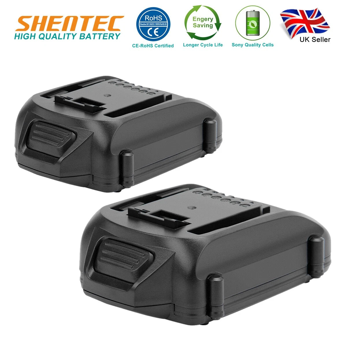 SHENTEC 2X 18V 4Ah LI-ION ACCU VOOR WORX WA3512 WA3520 WA3578 WG165 WG163 WG160
